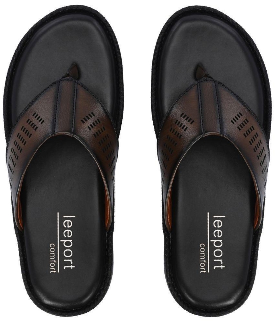 Leeport Brown Mens Slide Flip Flop - None