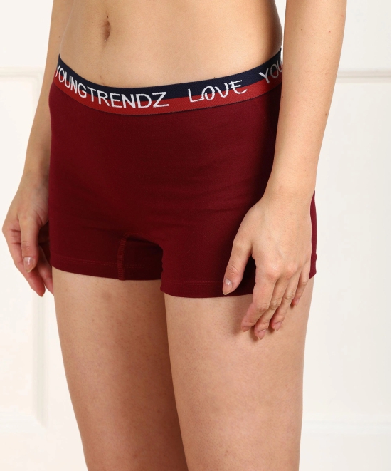 Young Trendz Women Love Elastic Boy Short  Maroon  Panty-2XL / Maroon