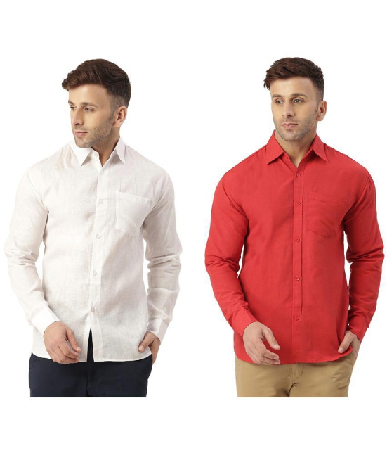 KLOSET By RIAG 100% Cotton Regular Fit Solids Full Sleeves Men's Casual Shirt - Red ( Pack of 2 ) - None