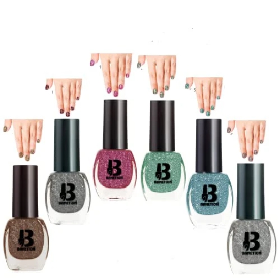 BANETION|JADE-49|Quick Drying | No Harmful Chemicals | No Chip Formula | Glossy Finish | Long Lasting | Smooth Application| High Shine Nail Polish For Women Pack of 6 (9ML)