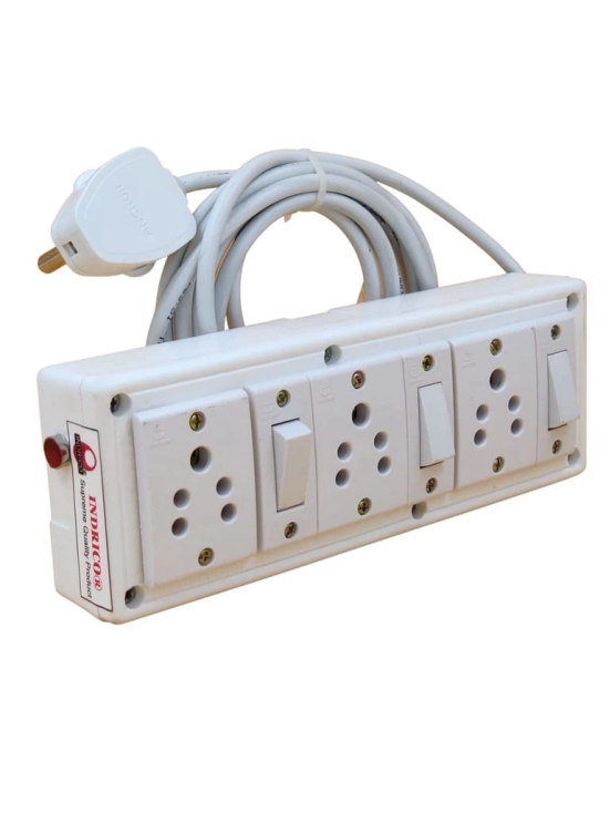 INDRICO Junction Box with Individual Switch 3+3 (Max. rating 1200W) PVC White Pack of 1