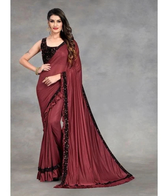 Apnisha - Maroon Lycra Saree With Blouse Piece ( Pack of 1 ) - Maroon