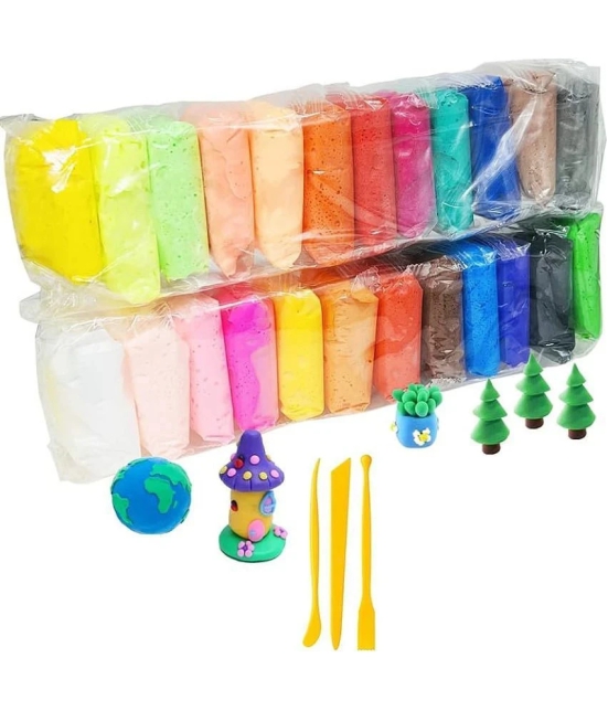 ECLET (Pack of 12) Air Dry Clay, Colorful Children Soft Clay, Creative Art Crafts, Gifts for Kids-Multi Color. Non-Toxic Modeling Magic Fluffy Foam Bouncing Clay Putty Kit for Kids with Tool