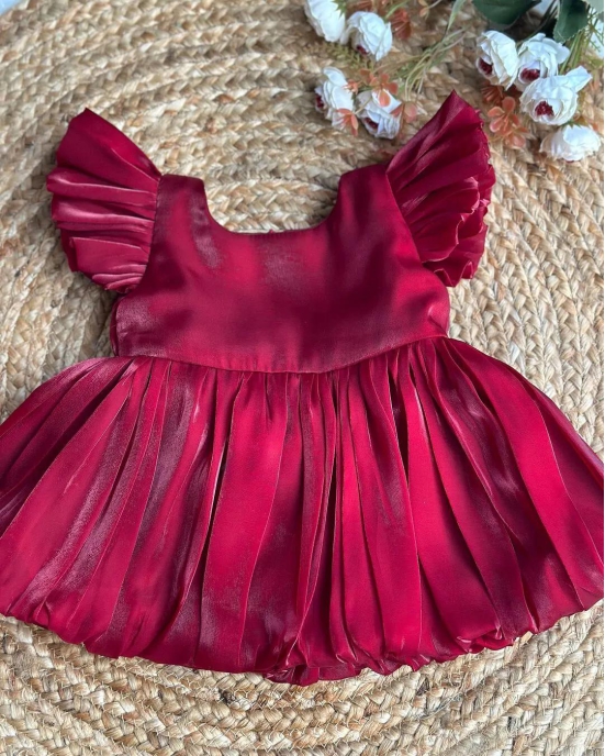 Cutedoll Red Tissue Kids Party Dress-4-5 Year