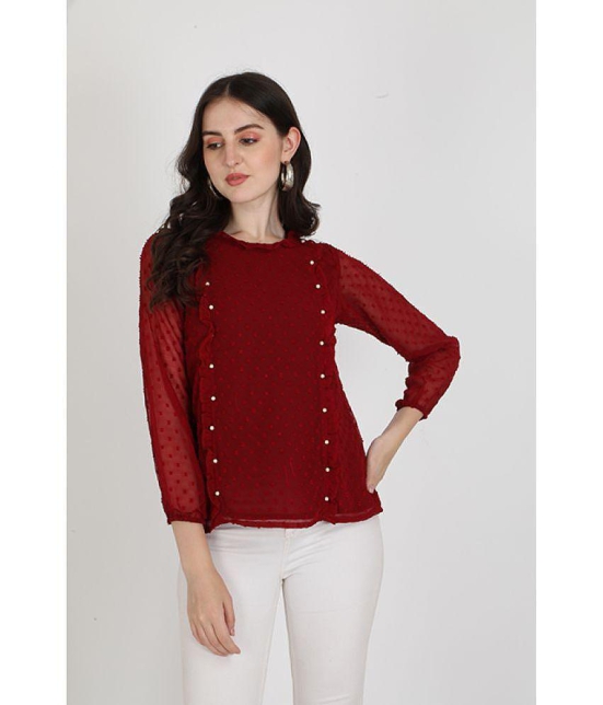 Berrylicious - Maroon Georgette Women's Regular Top ( Pack of 1 ) - None