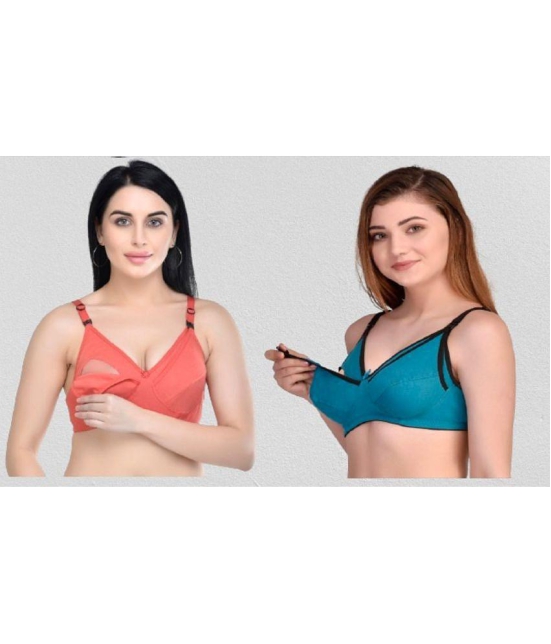 Zourt - Multicolor Cotton Solid Womens Maternity Bra ( Pack of 2 ) - 34B