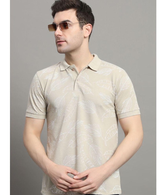 MXN Cotton Blend Regular Fit Printed Half Sleeves Mens Polo T Shirt - Beige ( Pack of 1 ) - None