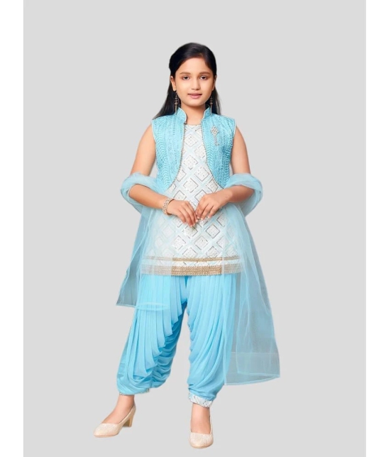 Aarika Sky Blue Silk Girls Patiala Kurta Set ( Pack of 1 ) - None