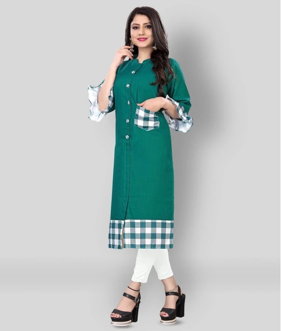 Lerkiza - Green Cotton Womens Straight Kurti ( Pack of 1 ) - M