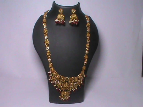 Indian Traditional Gold Plated Kundan Meenakari Necklace Set With Earrings