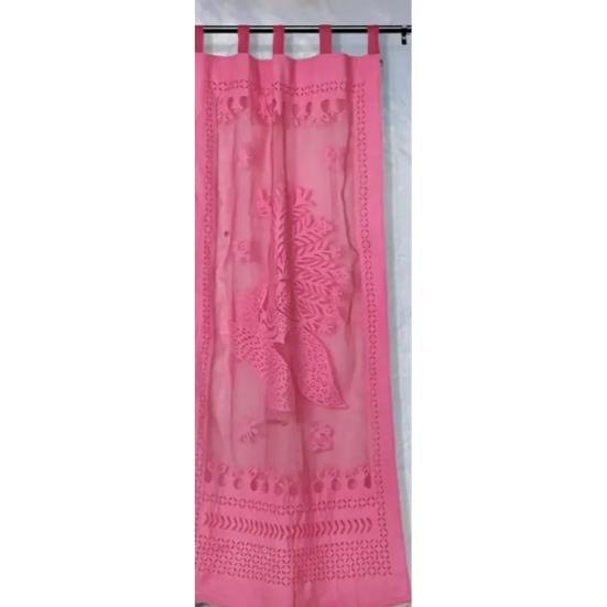 Cheerful Handcrafted Pink Applique Curtain