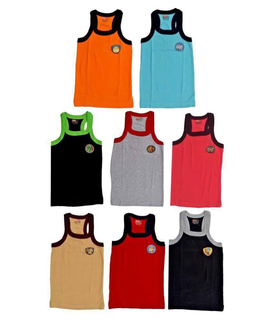 Dixcy Bold Cotton Multicolor Sleeveless Vests for Kids/Boys - Pack of 8 - None