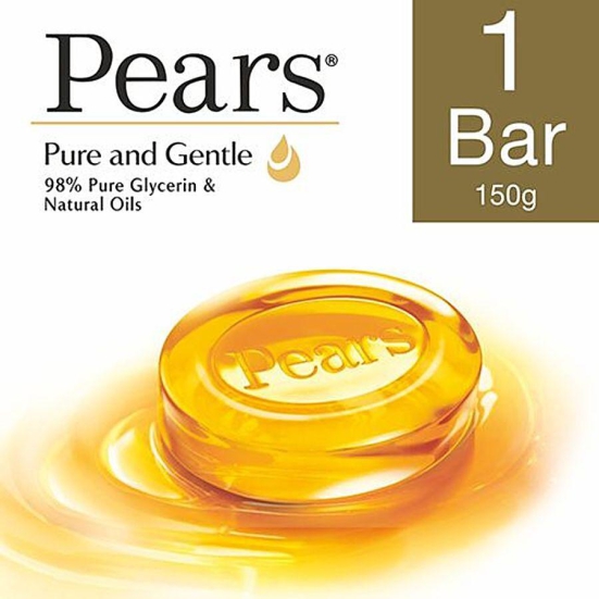 Pears Pure & Gentle Glycerin & Natural Oils Soap Bar, 98% Pure Glycerine & Natural Oils, 125 G