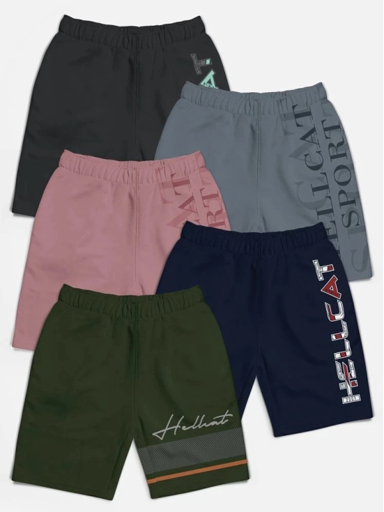 HELLCAT - Multicolor Cotton Blend Boys Shorts ( Pack of 5 ) - None