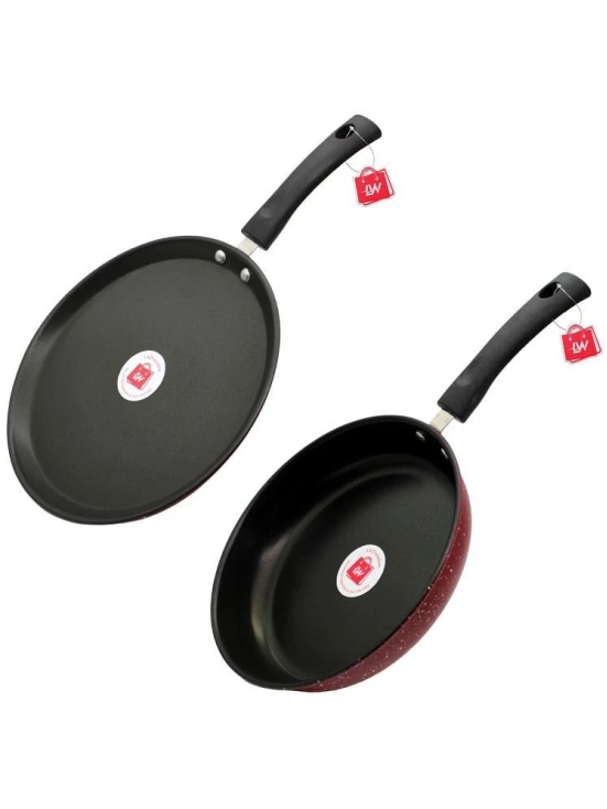 LAZYWINDOW Fry Pan & Tawa Maroon Hard Anodised Non-Stick Cookware Sets ( Set of 1 )