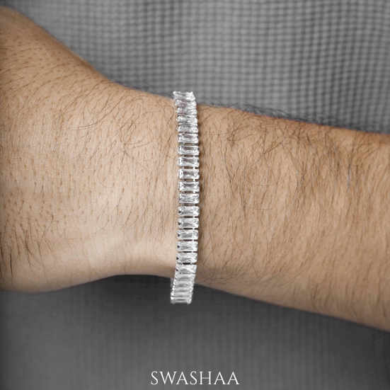 Adhik Diamond Mens Bracelet-Silver