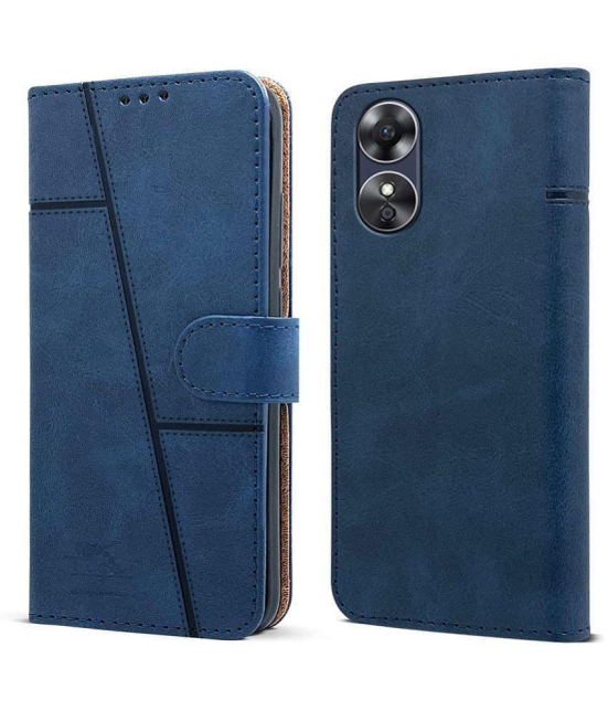 NBOX Blue Flip Cover Artificial Leather Compatible For Oppo F23 5G ( Pack of 1 ) - Blue