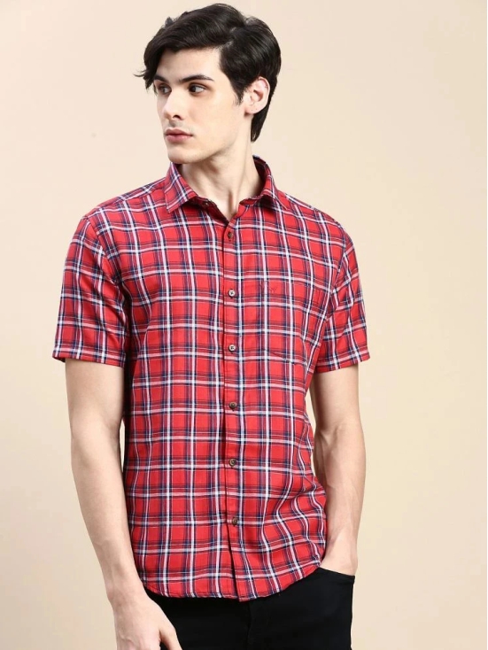 Showoff Cotton Blend Regular Fit Checks Half Sleeves Men's Casual Shirt - Red ( Pack of 1 ) - None