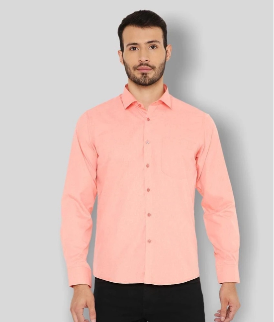 Maharaja - Peach Cotton Blend Slim Fit Mens Formal Shirt ( Pack of 1 ) - None