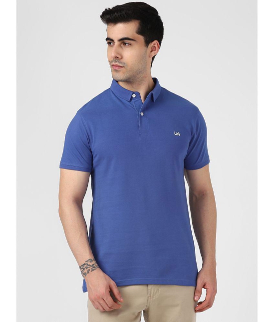 UrbanMark Men 100% Cotton Half Sleeves Regular Fit Solid Polo T Shirt-Blue - None