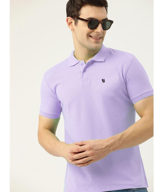 ADORATE Cotton Blend Regular Fit Solid Half Sleeves Mens Polo T Shirt - Lavender ( Pack of 1 ) - None