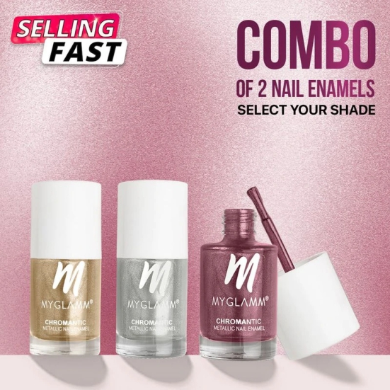 MyGlamm Chromantic Metallic Nail Enamel Pack of 2