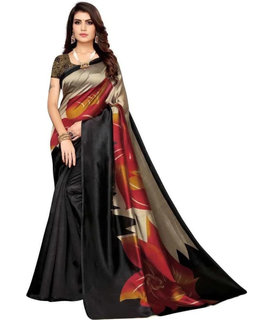 Saadhvi Cotton Silk Colorblock Saree With Blouse Piece - Black ( Pack of 1 ) - Black