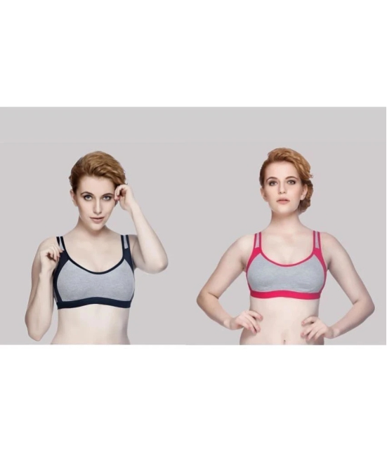 Kiran Enterprises Multicolor Cotton Non Padded Womens Everyday Bra ( Pack of 2 ) - None