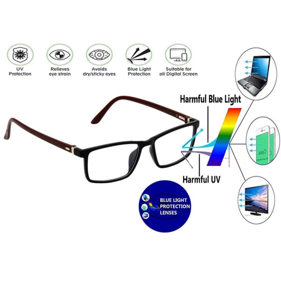 Hrinkar Rectangle Computer Glasses with Anti-Glare and Blue Ray Cut Lenses for Office, Gaming, Online Classes and Mobile/Computer Eye Protection Brown and Black Frame for Men & Women