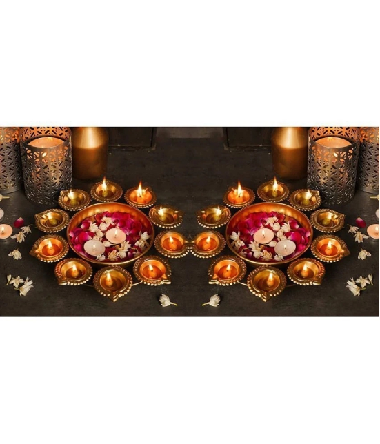 METAL MESTERY Gold Floor Iron Tea Light Holder - Pack of 2