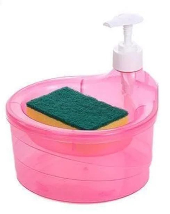 Liquid Soap Dispenser and Container with Sponge for Home, Kitchen, Bathroom etc.(1000Ml)-Megenta