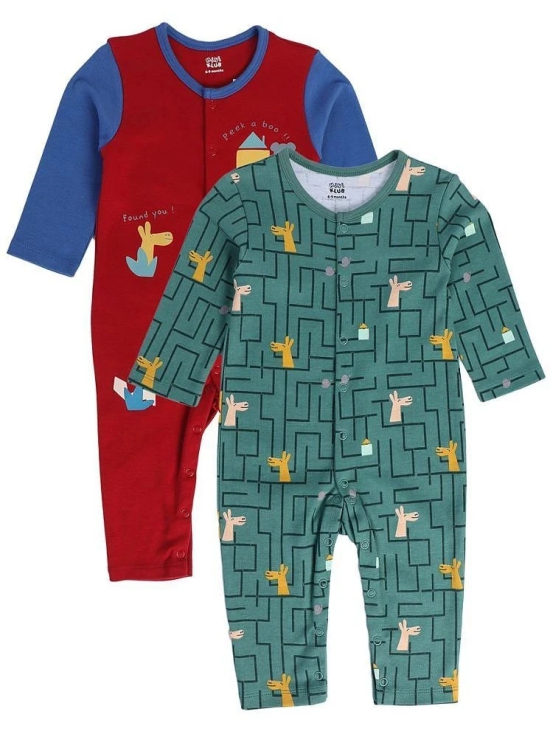 MINI KLUB Multi Color Cotton Rompers For Baby Boy ( Pack of 2 ) - None