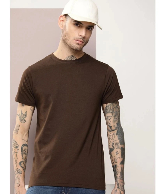 Dillinger Cotton Regular Fit Solid Half Sleeves Mens T-Shirt - Brown ( Pack of 1 ) - None