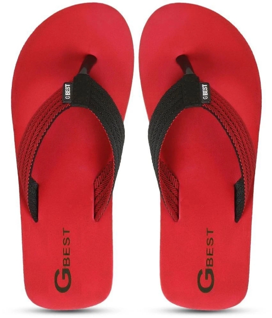 G Best Red Mens Thong Flip Flop - None