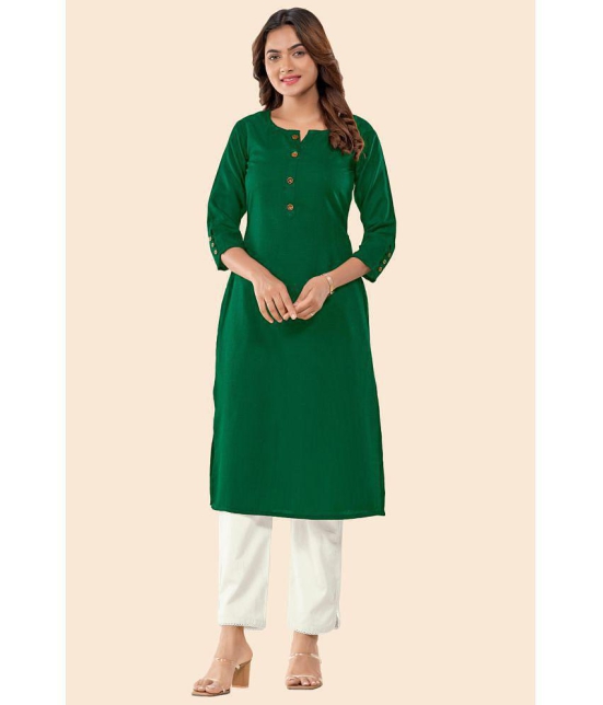 Glomee - Green Cotton Women's Straight Kurti ( Pack of 1 ) - None