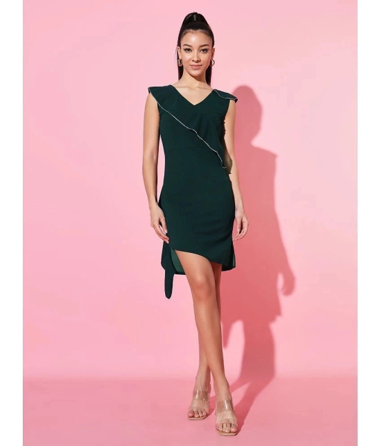 Addyvero Cotton Blend Solid Above Knee Womens Bodycon Dress - Green ( Pack of 1 ) - None