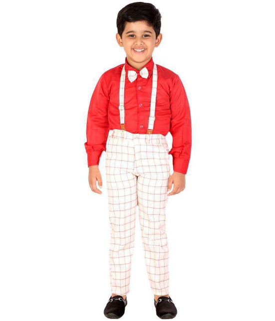 DKGF Fashion - Red Cotton Blend Boys Shirt & Pants ( Pack of 1 ) - None