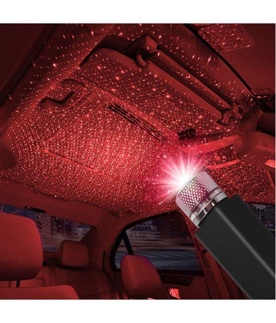 GEEO USB Projector Night Light, Car Roof Lights, Portable Adjustable Romantic Interior Car Lights, Portable USB Night Light Decorations for Car, Ceiling, Bedroom (Red)