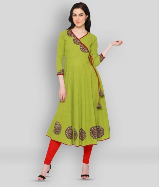 Yash Gallery - Green Cotton Blend Womens Angrakha Kurti - XXL