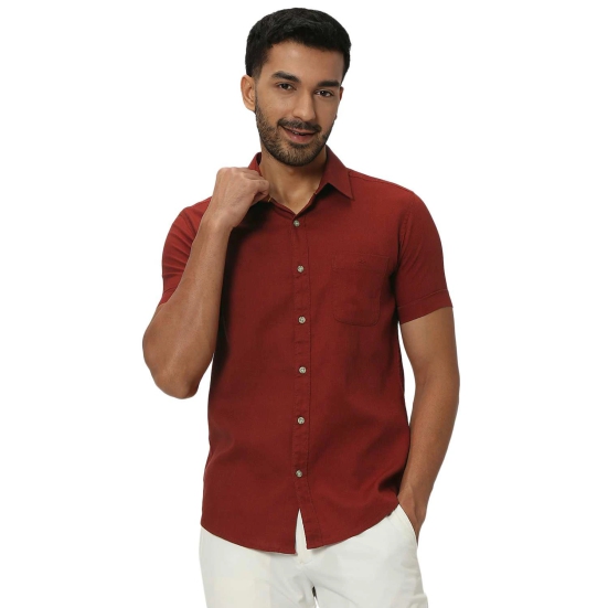 Red Textured Plain Dobby Shirt