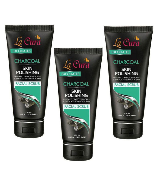 La Cura Charcoal Skin Polishing Facial Scrub 360 ml Pack of 3