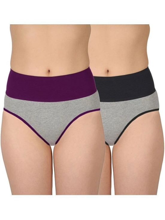 Madam Black,Purple PANTY Nylon Solid Womens Hipster ( Pack of 2 ) - None