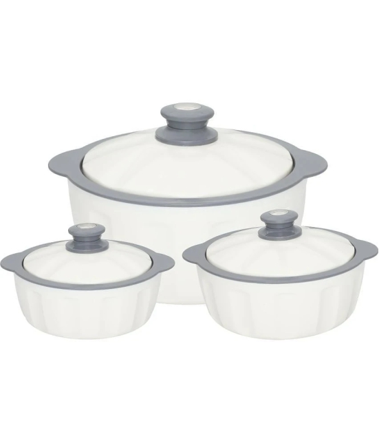 Jaypee White Plastic Serve Casserole ( Set of 3 , 3500 mL ) - White