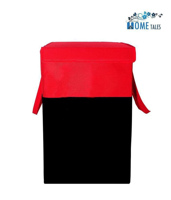 75 L Foldable Storage Box/Laundry Bag for Clothes|Toy Storage Box with Lid & Handle,Red & Black (Pack of 1 )