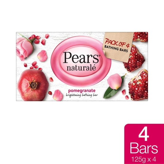 Pears NaturalÄ‡Â© Pomegranate Brightening Bathing Soap Bar 125 G (Pack Of 4)