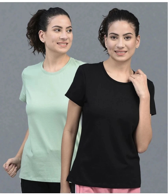 Dollar Multicolor Cotton Blend Regular Fit Womens T-Shirt ( Pack of 2 ) - None