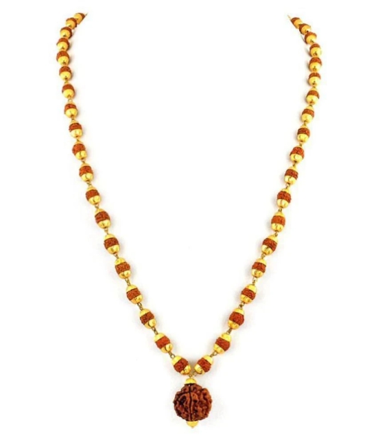 5 Mukhi Rudraksh Mala With Gold Plated Cap (Pack of 1)