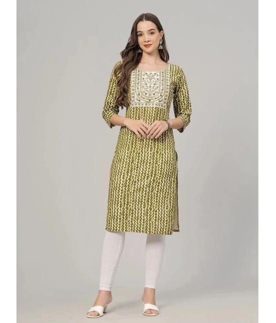 JC4U Cotton Embroidered Straight Womens Kurti - Green ( Pack of 1 ) - None