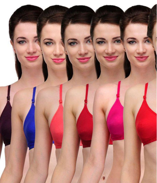 Softskin - Multicolor Cotton Non Padded Women's Everyday Bra ( Pack of 6 ) - 36B