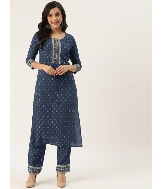 Kbz - Blue Straight Rayon Women's Stitched Salwar Suit ( Pack of 1 ) - None